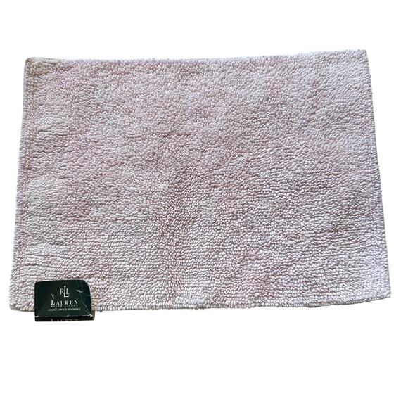 Lauren Ralph Lauren Pink  Bath Rug Reversible 100% Cotton 18x25 New With Tag - Picture 1 of 8